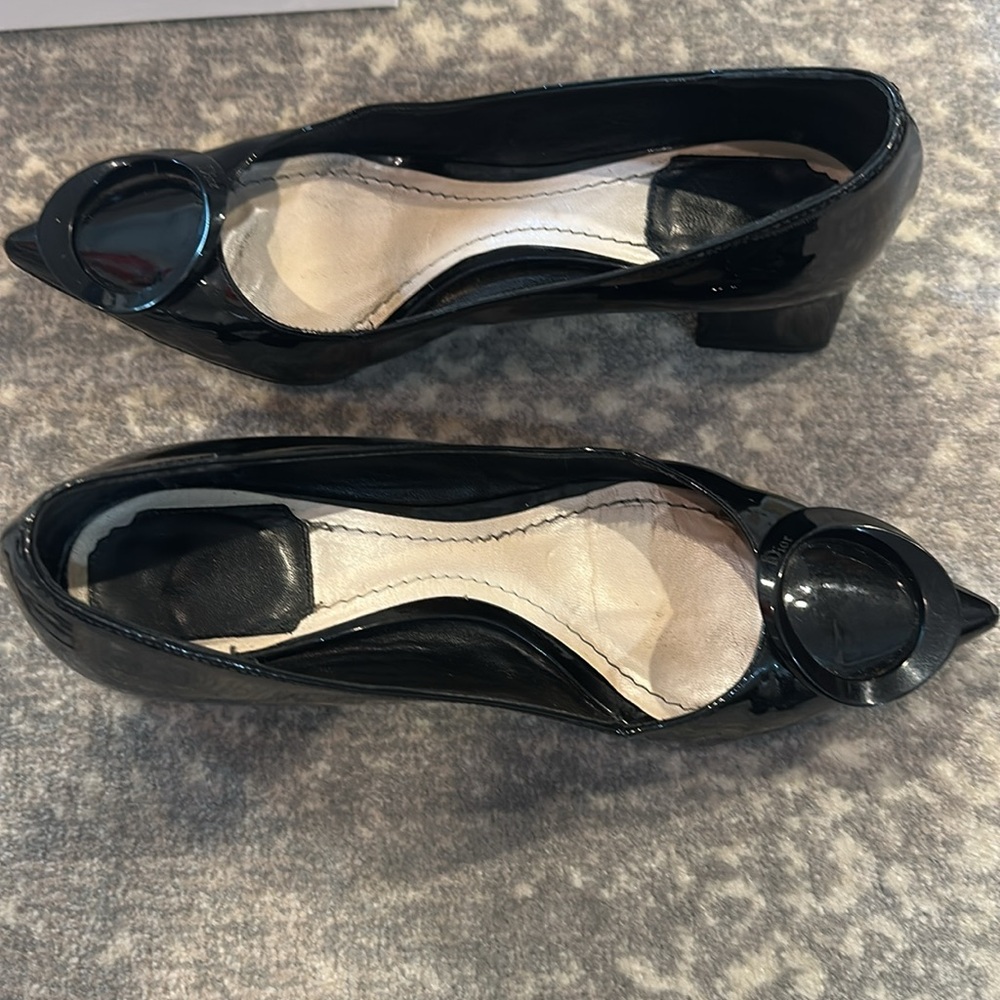 DIOR BLACK PATENT CHUNKY HEEL SHOE SIZE 7.5 - Picture 5 of 16